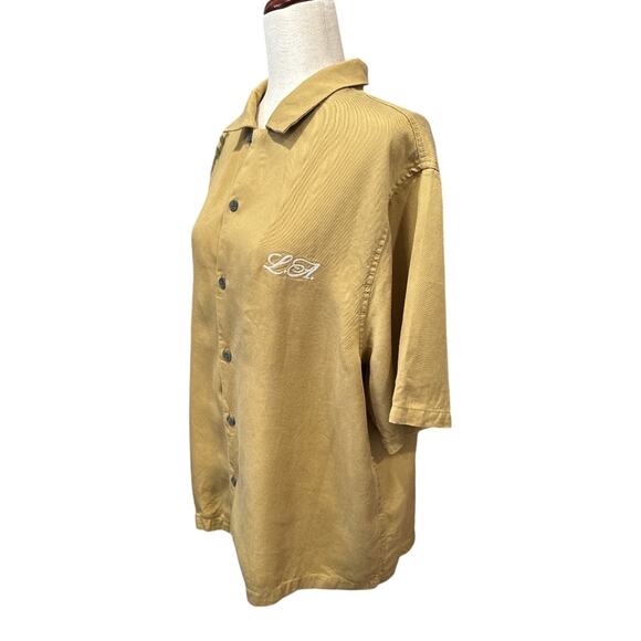 PacSun Echo Park Embroidered Gold Bowling Camp Shirt M - Picture 6 of 11